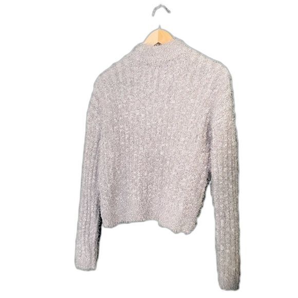 Candies Y2K Cropped Eyelash Sweater Light Gray Women’s Size Small Fluffy Cozy - Picture 5 of 9